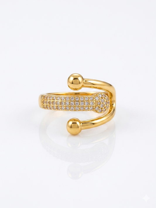 Exclusive Zircon Studded Sleek Gold Adjustable Ring ✨