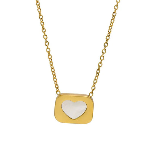 18k Gold white Heart message Pendent