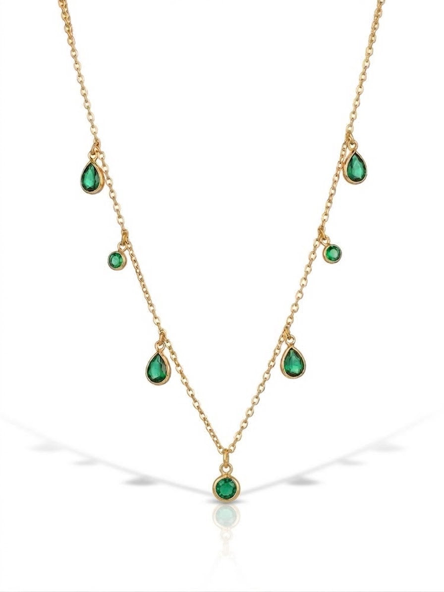 ✨Stainless steel Crystal Emerald Rain Necklace pendant✨