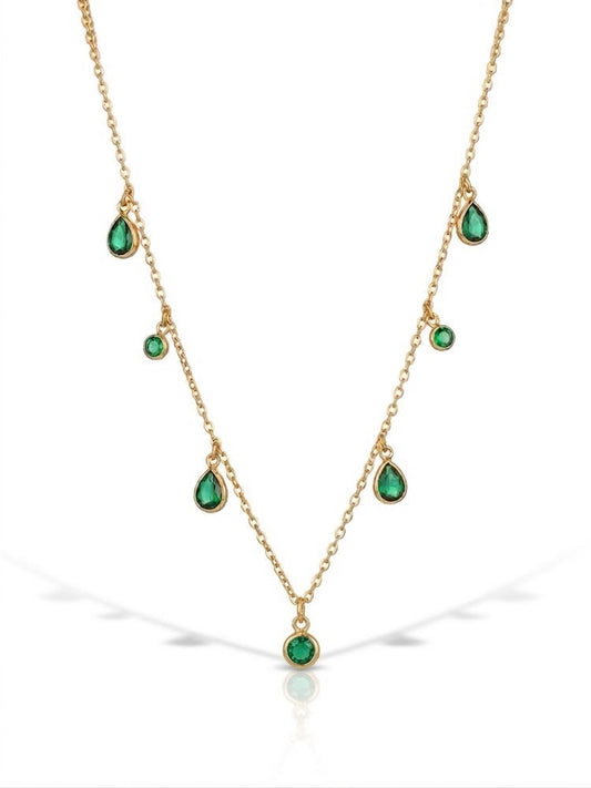 ✨Stainless steel Crystal Emerald Rain Necklace pendant✨
