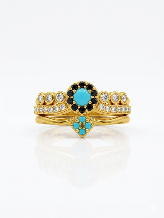 ✨ Diamante crystal Evil Eye adjustable gold ring✨