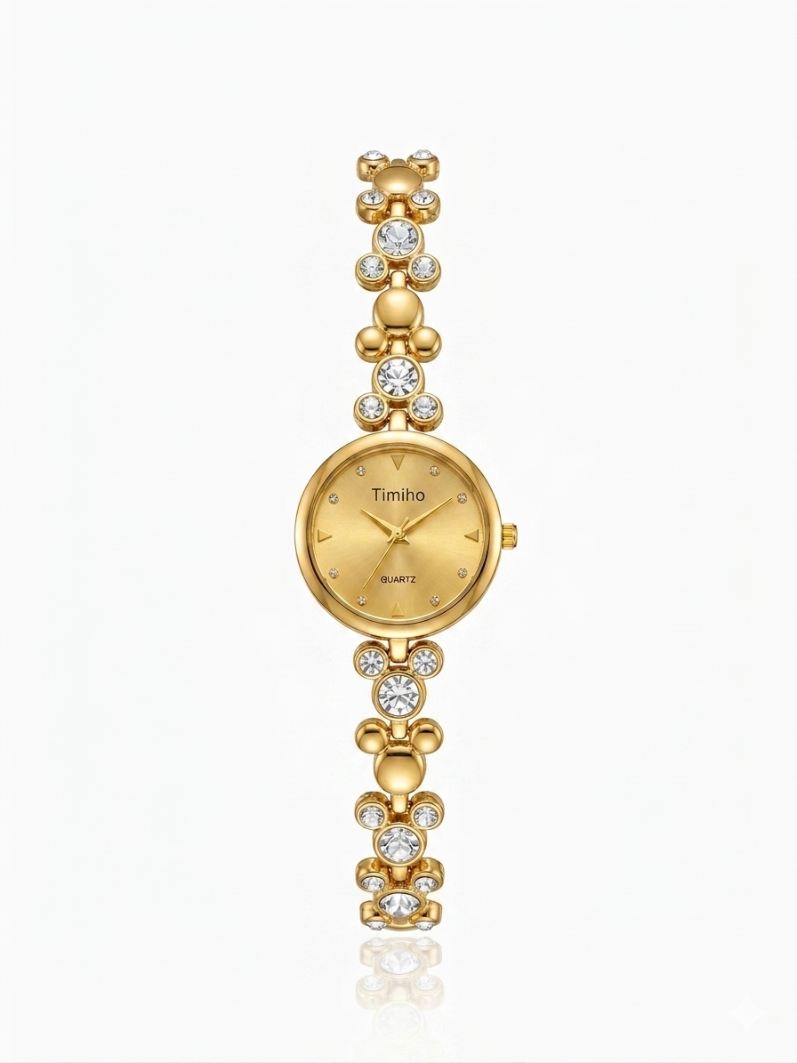 ✨Stainless Steel Gold Timiho Gold dial crystal watch ✨