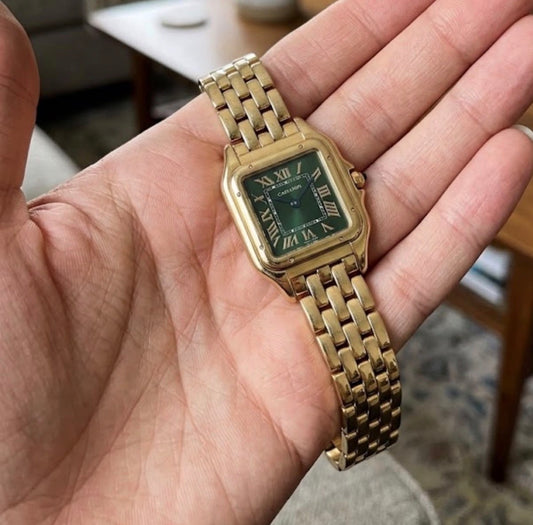 ✨Exquisite stainless steel Gold Jubilee Emerald dial carte Watch✨