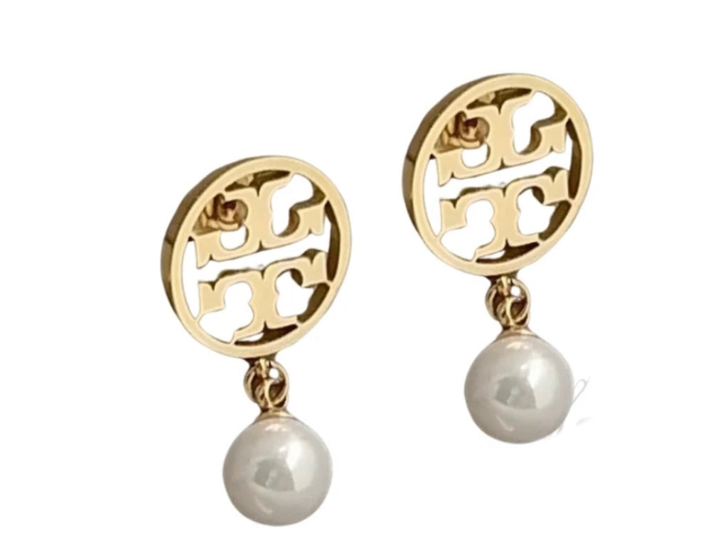 Stainless steel Miller Pearl drop earrings