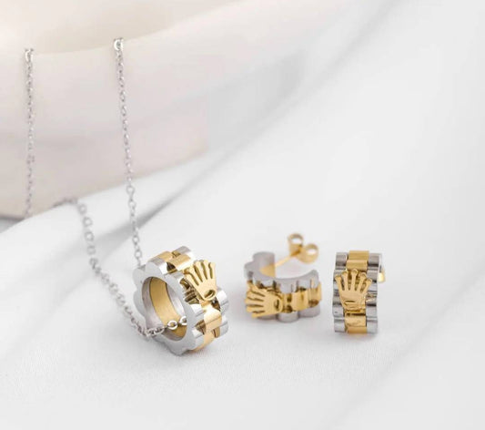 ✨Stainless steel Rlx SilverXGolf Pendant and tops Set ✨