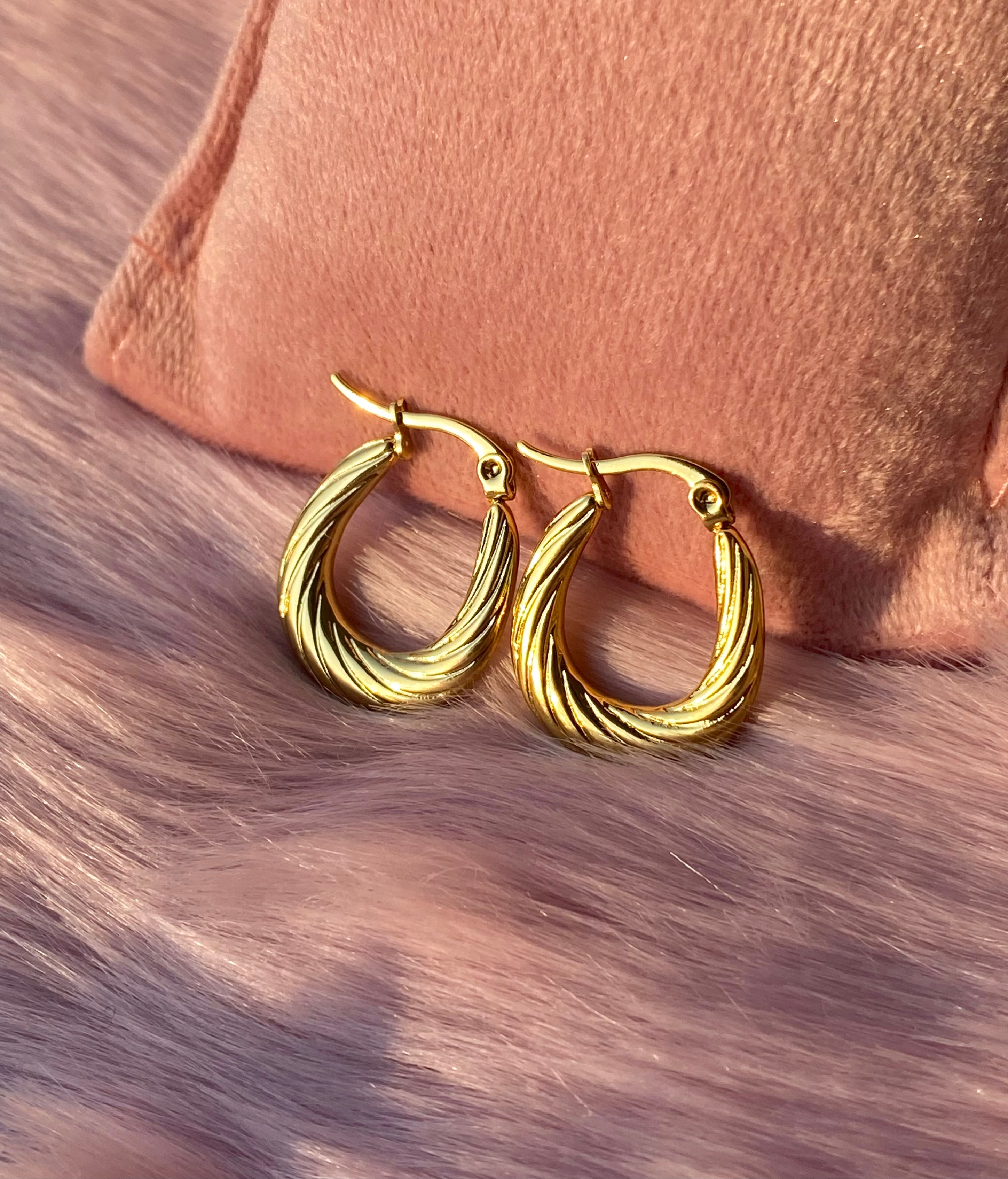 Textured golden hoops