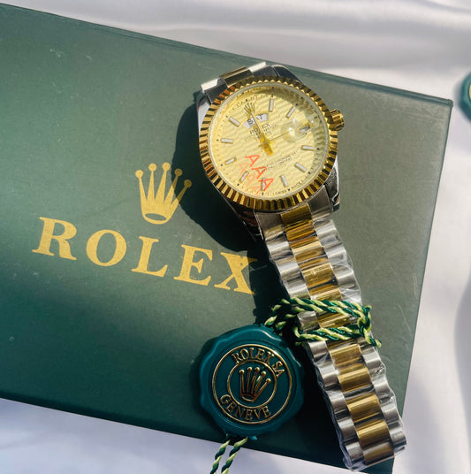 Exclusive Perpetual SilverXGold Gold Braided Dial Watch 👑