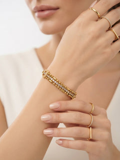 ✨Stainless steel Gold Link Layered Crystal chain Bracelet✨