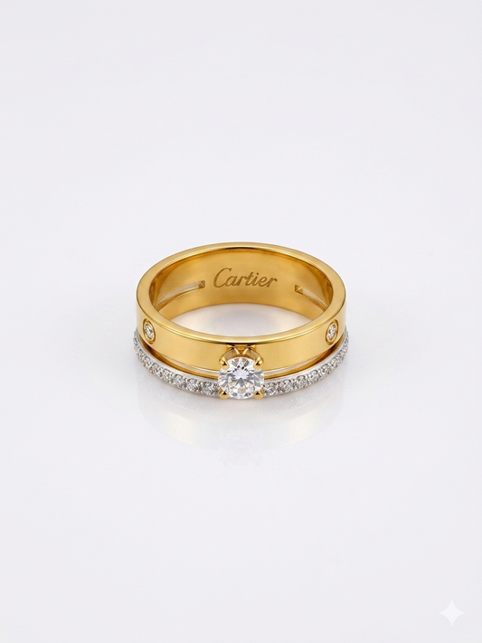 ✨Stainless steel Gold Carte Crystal Ring ✨