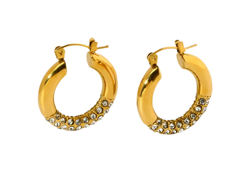 Premium zirconia Gold Retro Hoop Earrings ✨