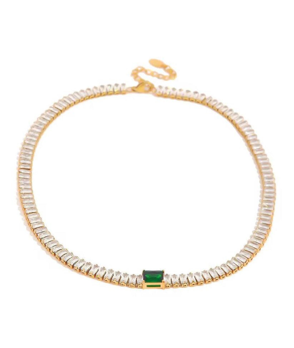 ✨Emerald Stone Crystal Diamond cut Necklace ✨