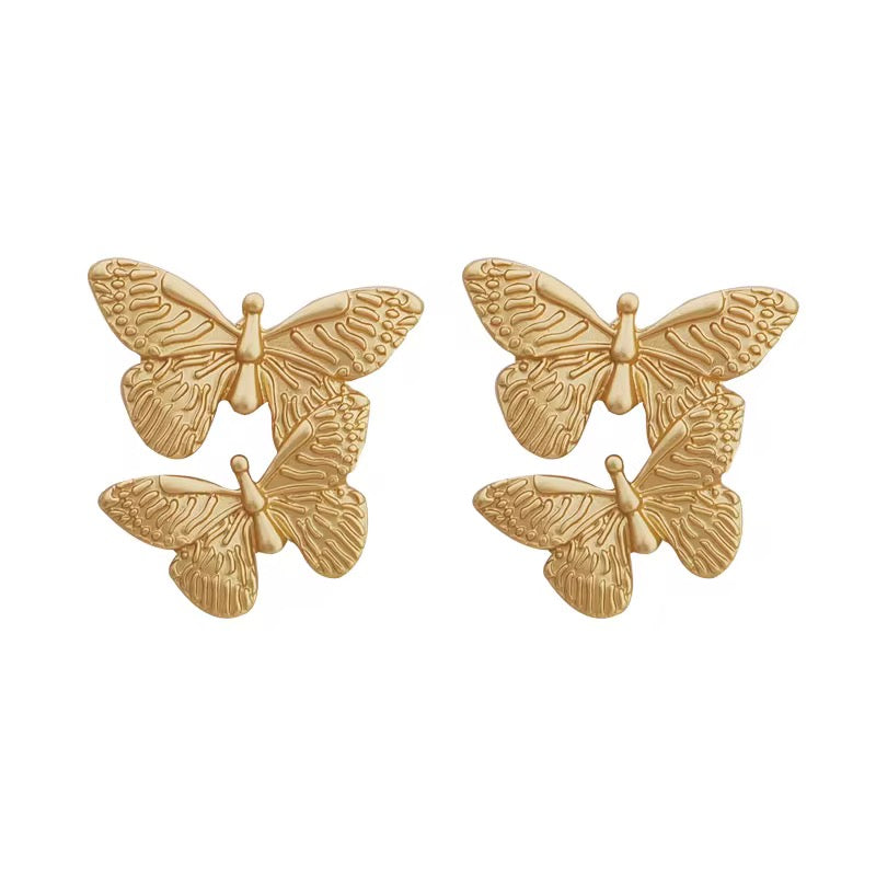 ✨Stainless Steel Gold Double Butterfly earrings ✨