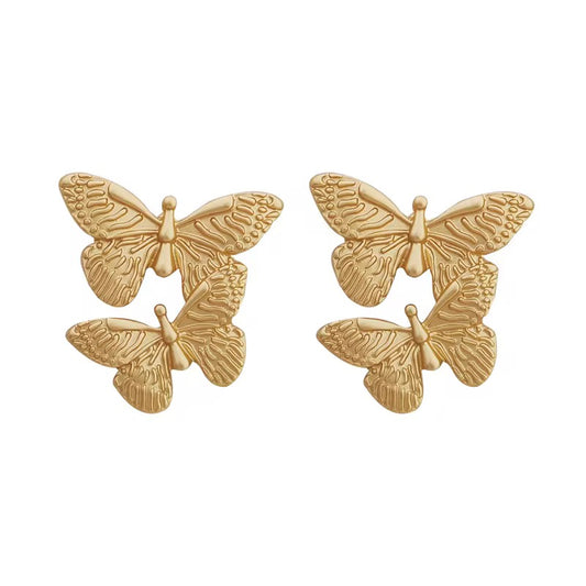 ✨Stainless Steel Gold Double Butterfly earrings ✨