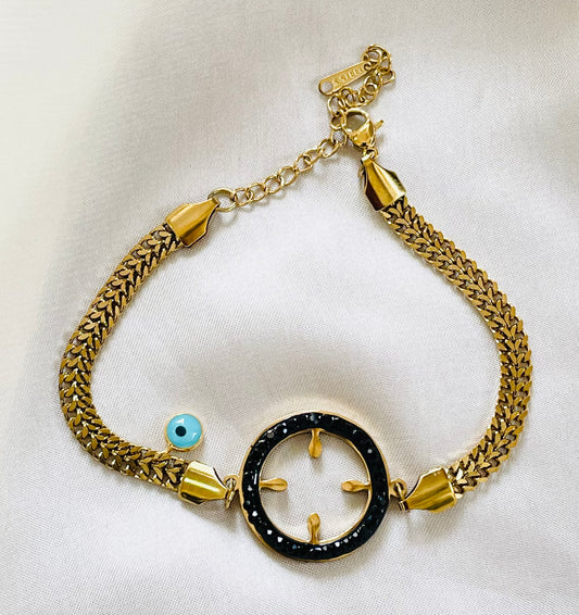 ✨Stainless Steel Gold Black Diamanté Eva Chain Bracelet ✨