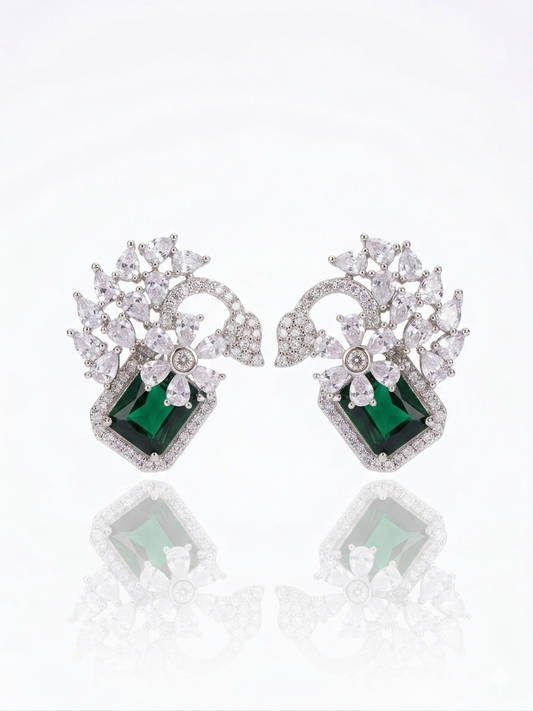 ✨ Exclusive Sterling S925 Zirconium Silver Emerald Earrings ✨