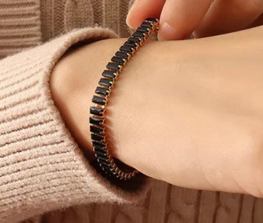 ✨Elegant Black Stone Luxury Tennis Bracelet✨