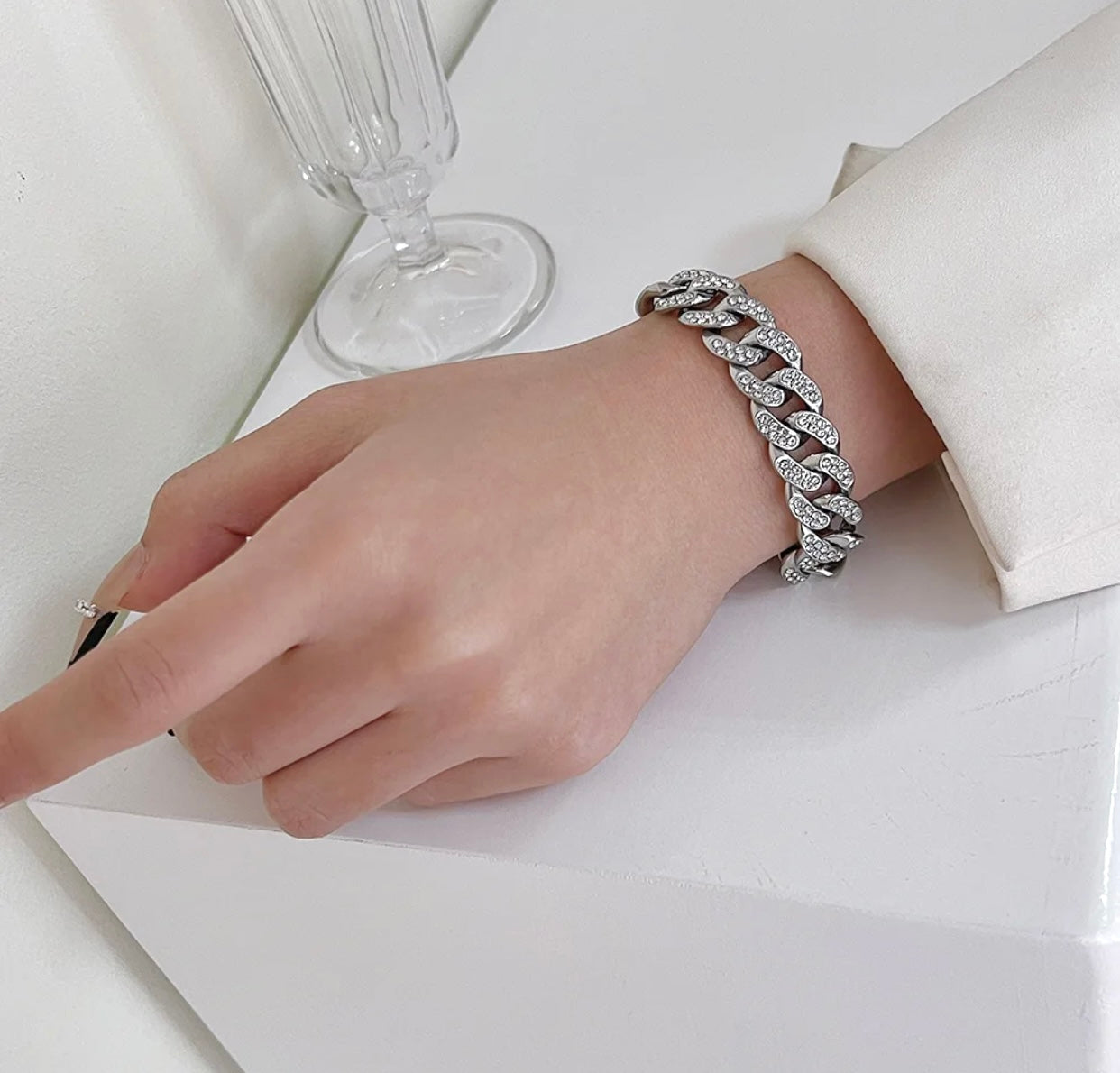 Iced out silver crystal bracelet