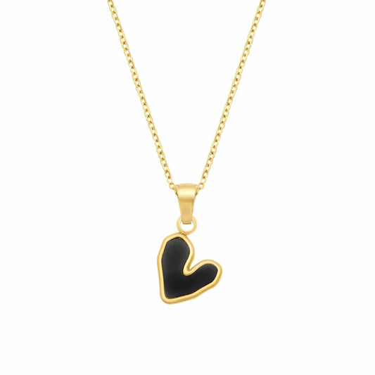 ✨Stainless steel Black Enamel Heart Pendant ✨