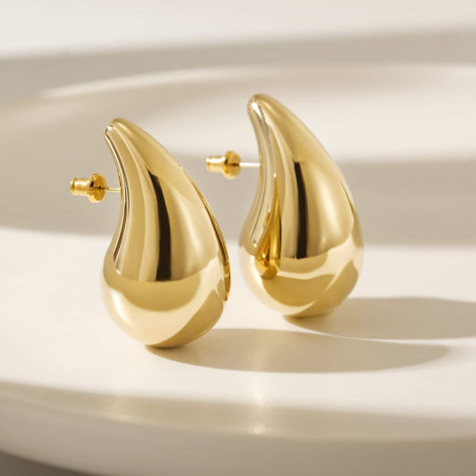 Venne chrome Gold polish Water drop Trendy Earrings
