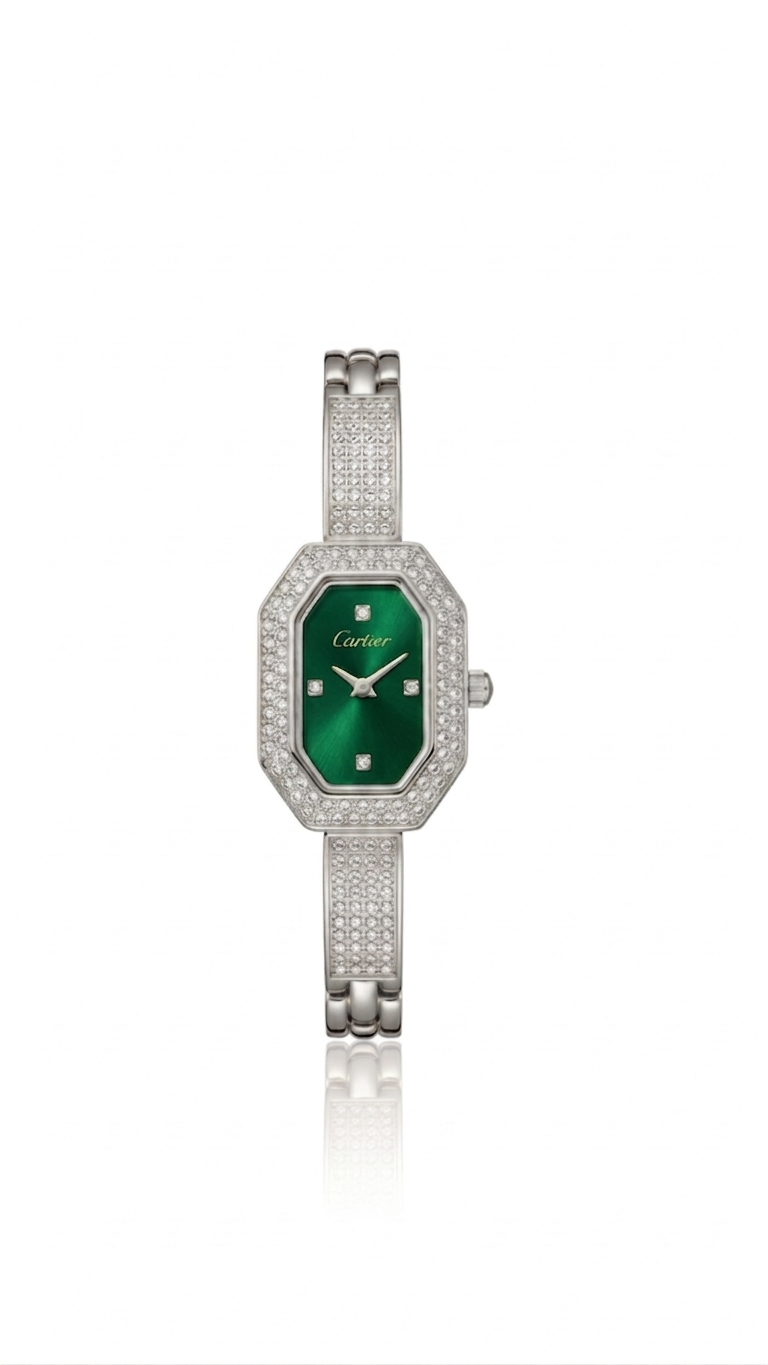 ✨ Zirconium Studded Silver Carte Watch ✨