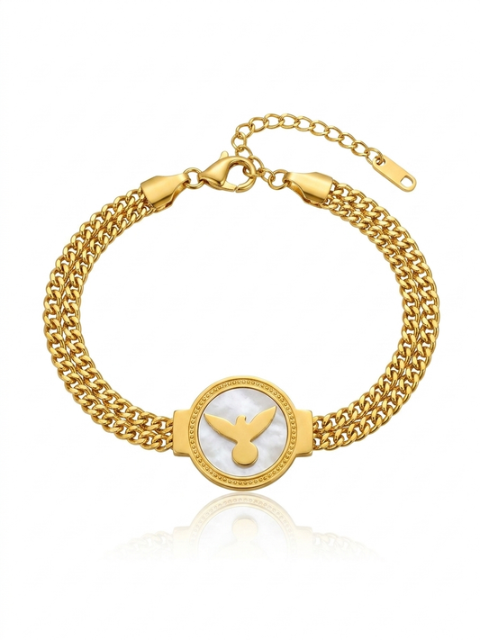 ✨Stainless steel White enamel Falcon Chain Bracelet ✨