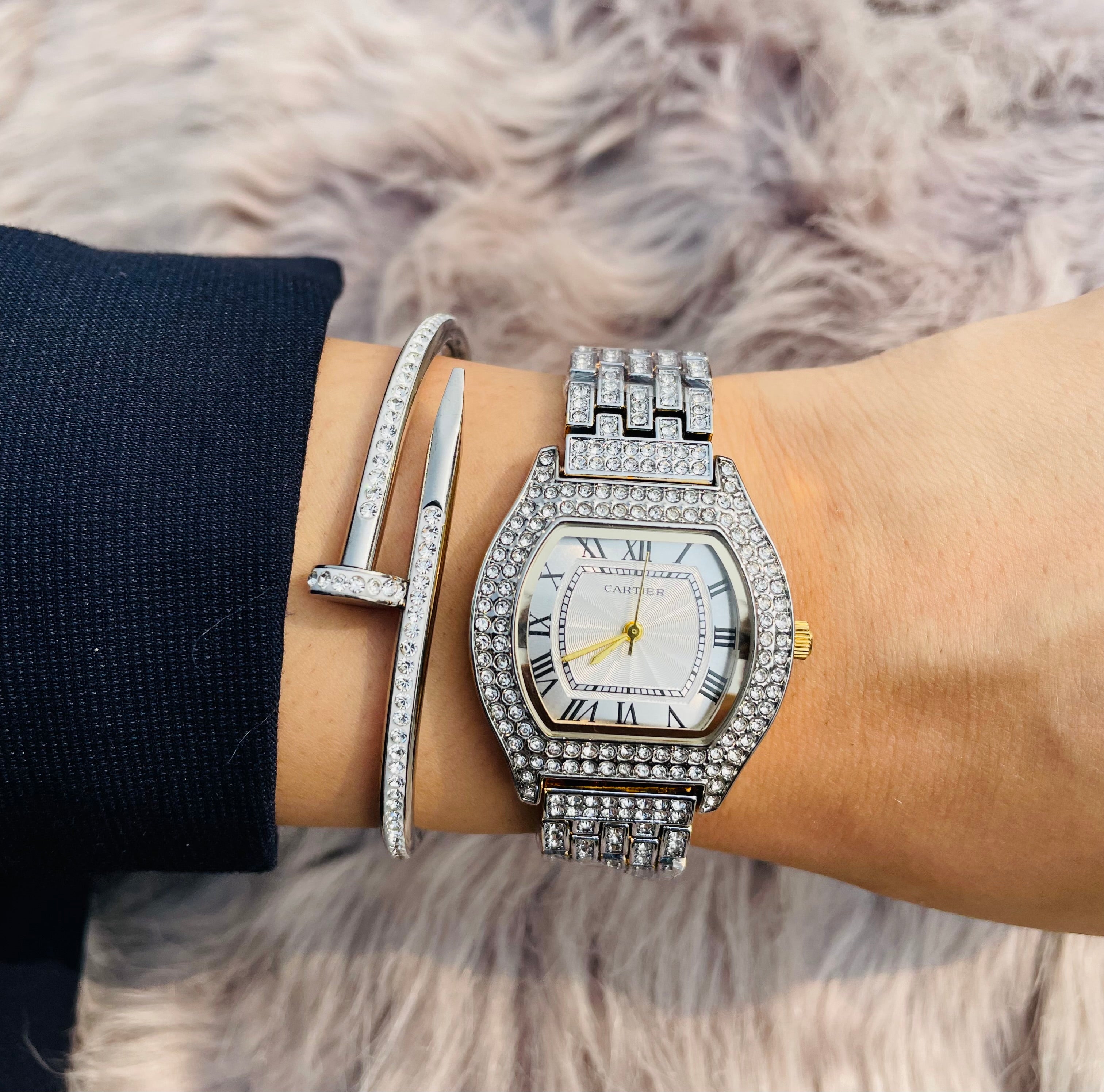 Sterling silver Diamantés Crystal Watch and bracelet stack set 💎