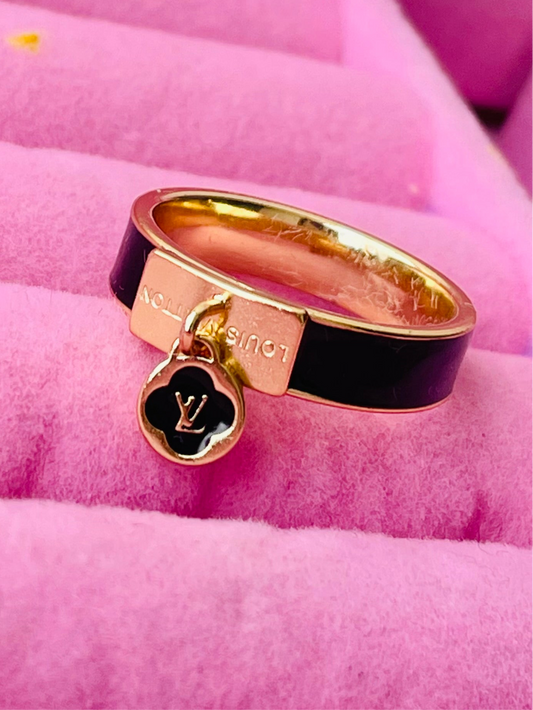 Premium LV Black Enamel Ring ✨