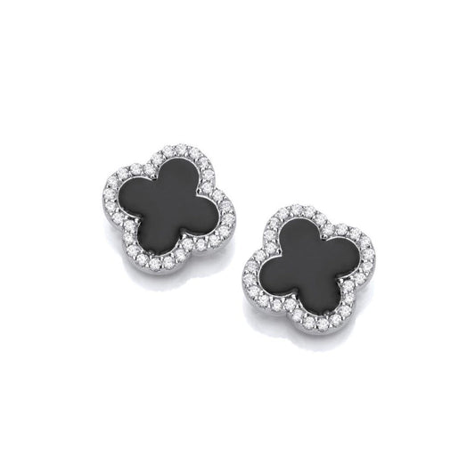 ✨Crystal Studded Black Silver Earrings ✨