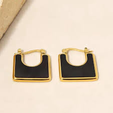 ✨SS Gold black Enamel Earrings ✨