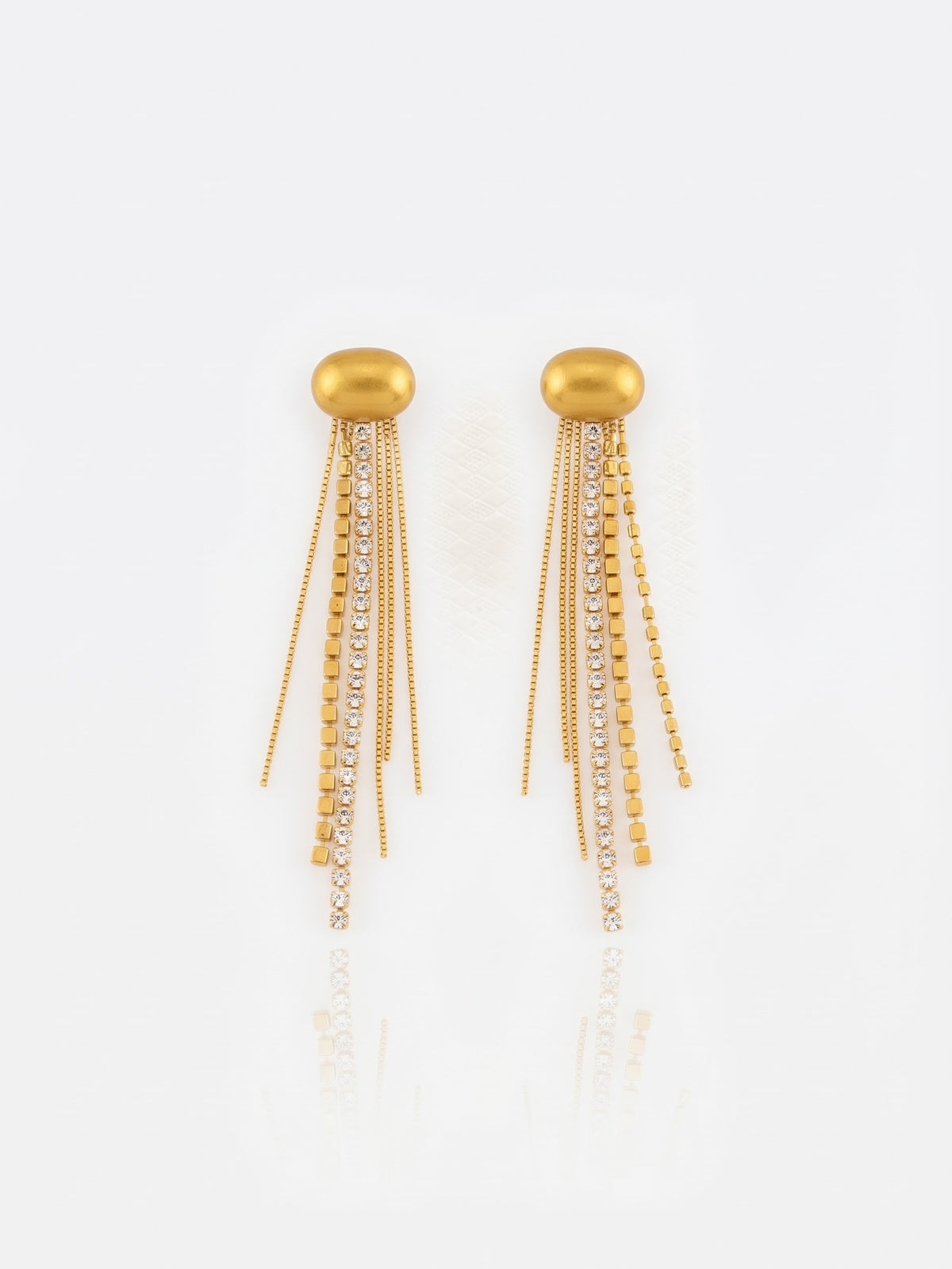 Stainless Gold Zirconium Drop Hanging Earrings