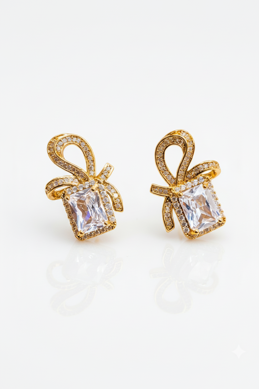 ✨Exclusive Sterling S925 Zirconium Gold Twirl Earrings ✨