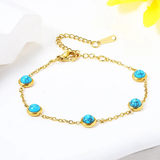 ✨Stainless steel Real Blue Gemstone Chain Bracelet ✨