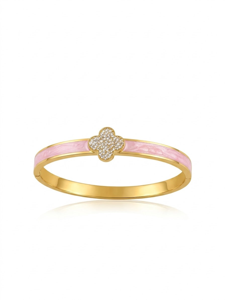 Exclusive stainless steel enamel gold cuff bracelet