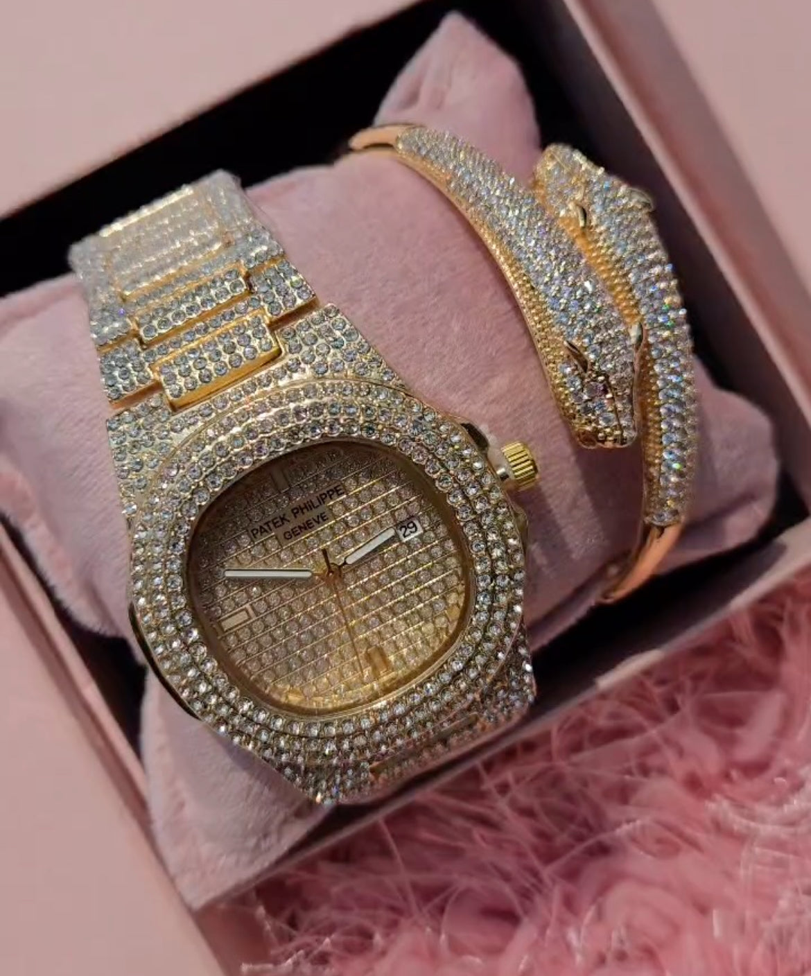 24k premium Zircon Watch and Leopard Bracelet Set ✨😍