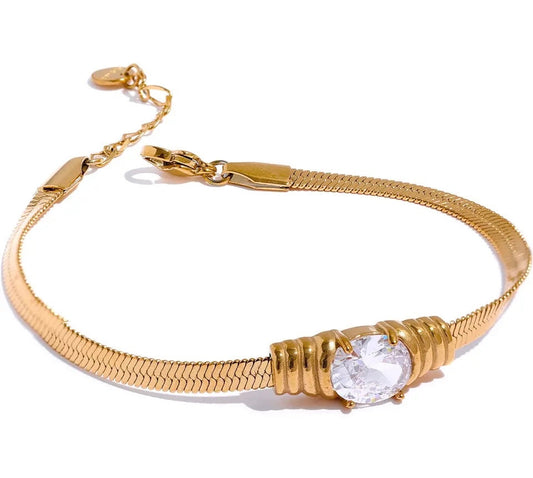 ✨Gold Cubic zirconia snake chain Bracelet ✨