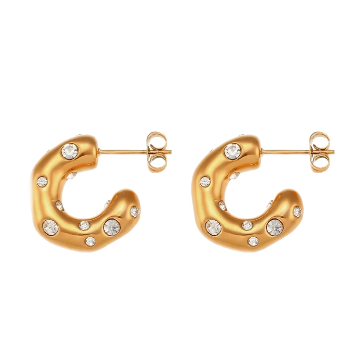 Crystal 24k Stainless steel Fiora Hoops