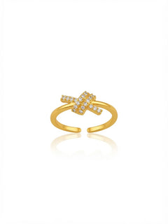 ✨Stainless steel Gold Knotted Zirconia adjustable Ring ✨