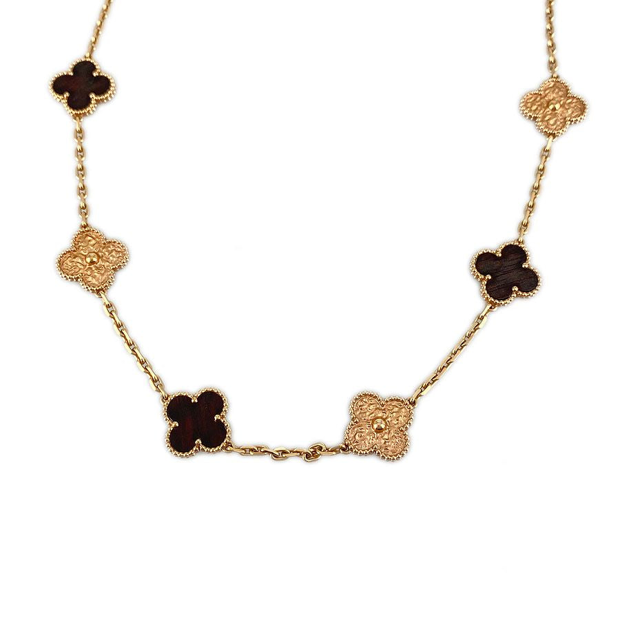 ✨Stainless steel 5 Motif 2 ways Black Gold Crystal Clovie necklace pendant✨