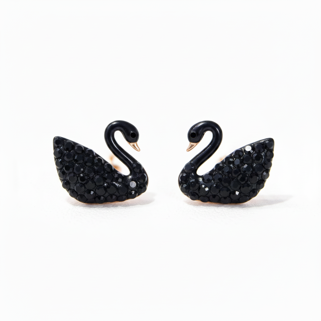 ✨Crystal black Duck stud Earrings ✨