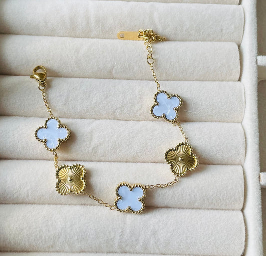 ✨Stainless steel Clovie 2Ways WhiteXGold Classic Chain Bracelet ✨