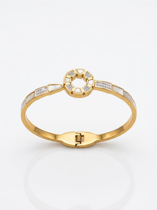 ✨Stainless steel exquisite White  Enamel Gold Cuff Bracelet✨