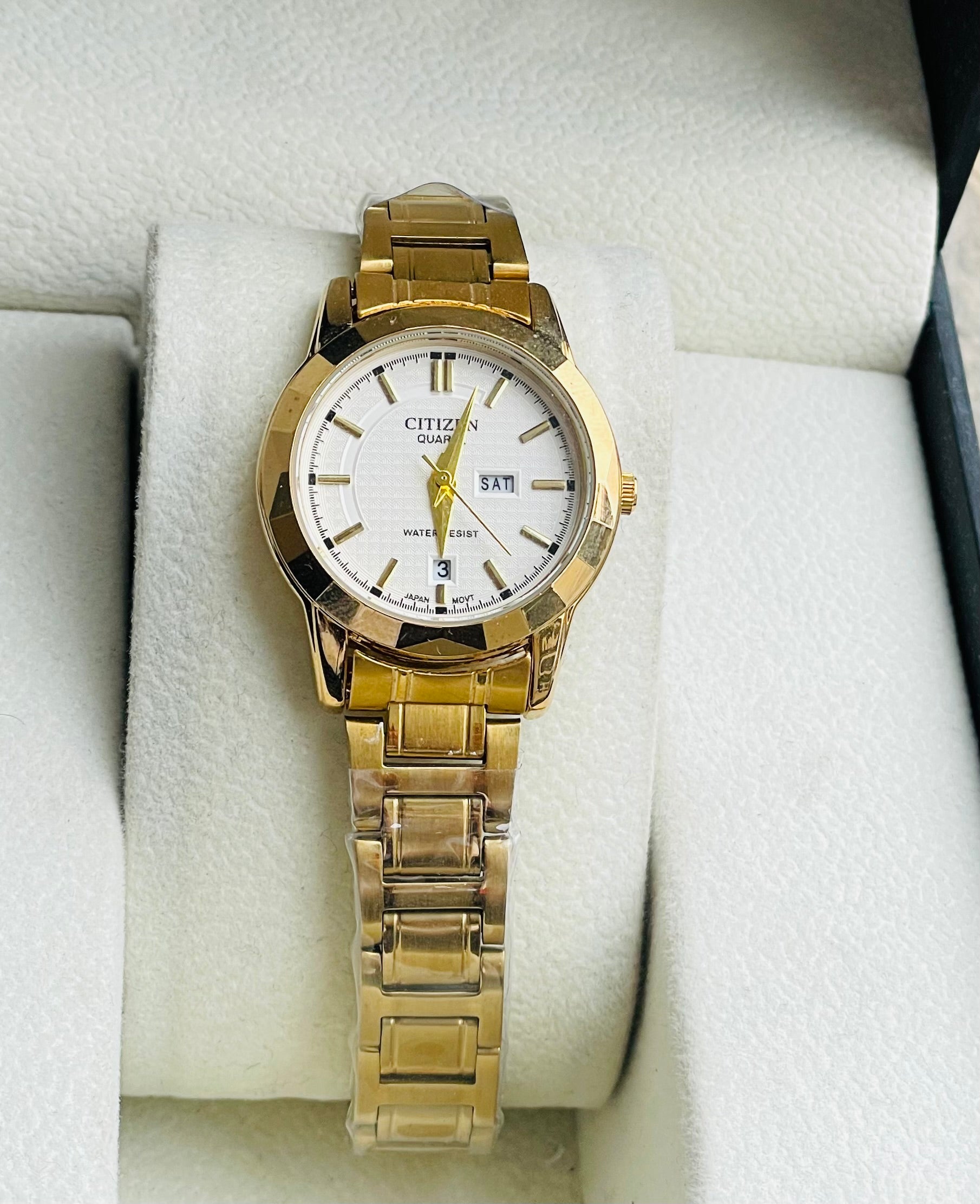 Velour White Dial Gold Strap Classic Watch ✨