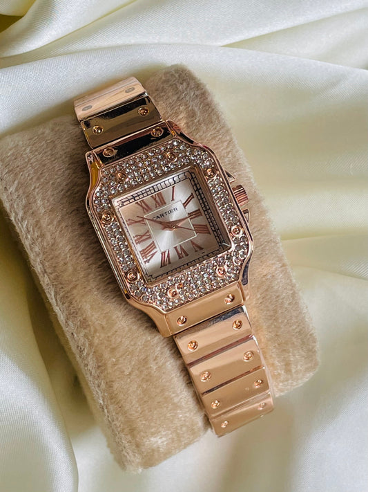 ✨Crystal Studded Rose Gold Carte Branded Watch ✨