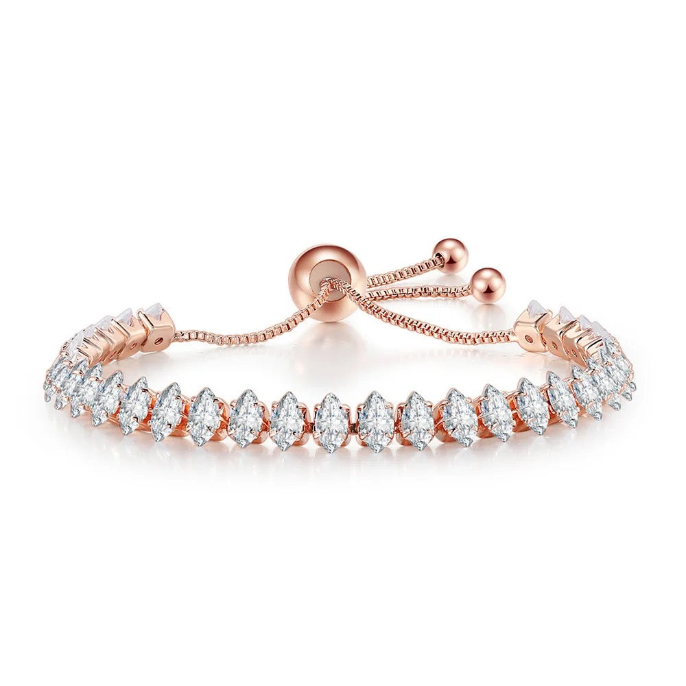 Rose Gold Diamond Cut Tennis Adjustable Bracelet