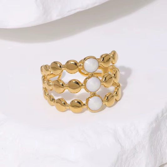 ✨Stainless steel Pearl Gold adjustable Ring ✨
