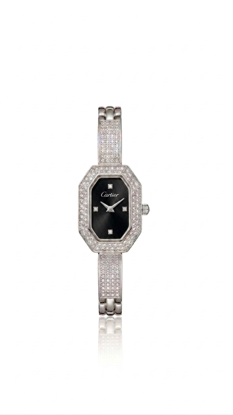 ✨ Zirconium Studded Silver Carte Watch ✨