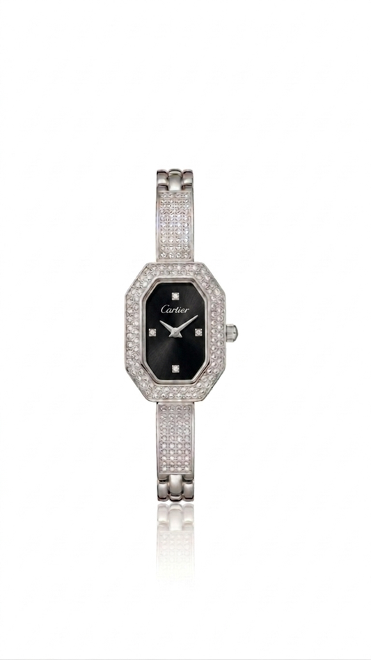 ✨ Zirconium Studded Silver Carte Watch ✨