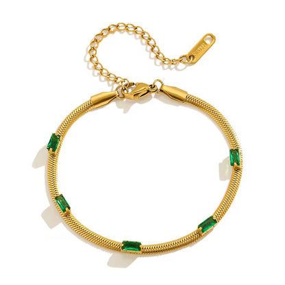 ✨Stainless steel Gold Emerald Bar Snake chain Bracelet ✨