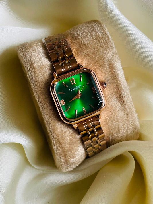 ✨Classic Rose Gold Emerald Dial Casio Watch ✨