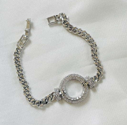 ✨Stainless steel Silver Zirconia Cuban link chain Bracelet✨
